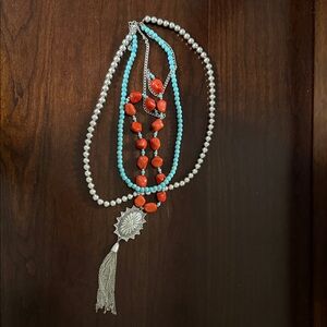 Elegant Silver and Turquoise Necklace Set